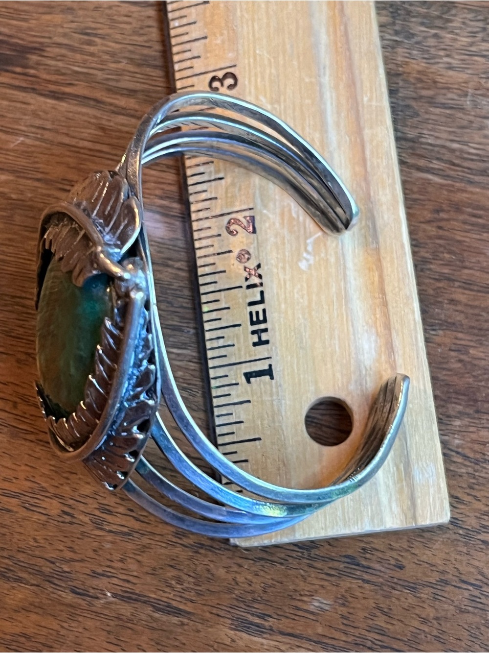 Native American Sterling Silver Green Turquoise Cuff Bracelet - Picture 7 of 10